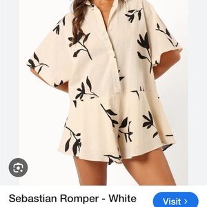 Petal & Pup Sebastian White and Black Romper 100% Cotton Size L Lined